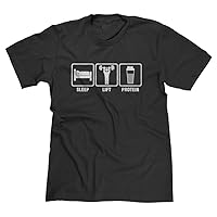 Sleep. Lift. Protein. Funny Workout Gym Weight Lifting Men's T-Shirt MD Black