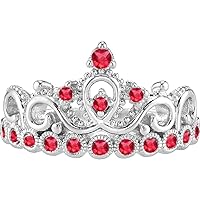 14K White Gold Ruby Crown Ring