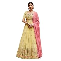 Yellow Indian Wedding Georgette Bridal Sequin heavy Anarkali Muslim Dress 7733