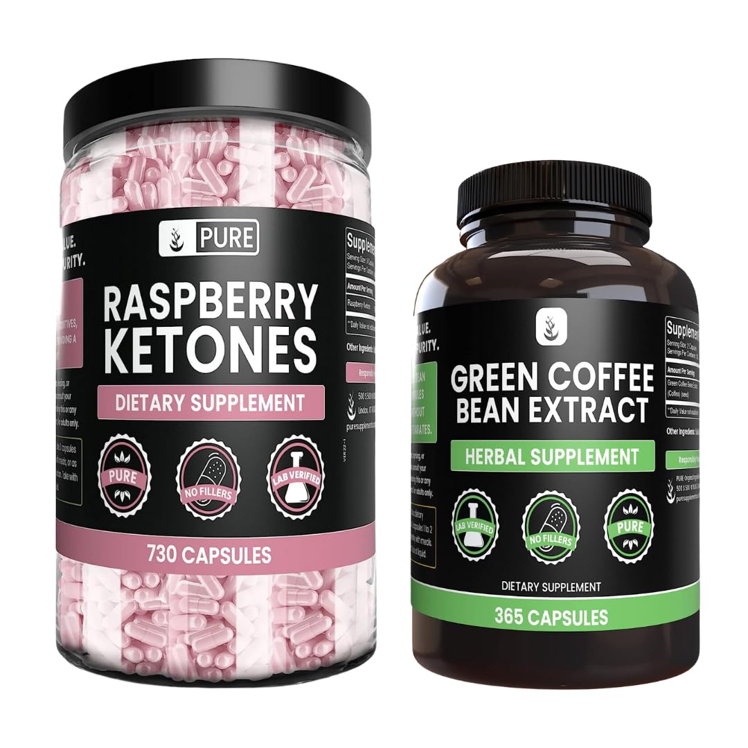 PURE ORIGINAL INGREDIENTS Raspberry Ketone and Green Coffee Bean Extract Bundle, Various Sizes, No Fillers, Lab Verified