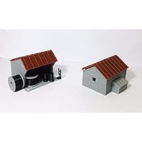 Train Railway Layout Trackside House Equipment Shed Set HO Scale
