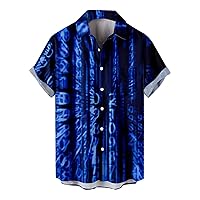 Men's Casual Shirts Short Sleeve Lapel Beach Holiday Wear Fashion Shirt Hawaiian Short-Sleeved Button Up Men