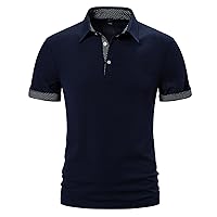Men's Polo Shirts Casual Short Sleeve Cotton Polo T Shirts Classic Turn-Down Collar Summer Work Golf Shirts for Men