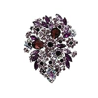 Classic Style Crystal Rhinestone Droplets Flower Art Nouveau Brooch Pins B10390500