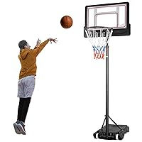Portable Basketball Hoop 4.8-6.9FT/4.4-10FT Height Adjustable wit Basketball Goal System PET Impact Backboard and Portable Wheels for Kids and Adults Indoor Outdoor Play