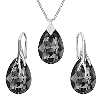 925-sterling silver jewelry set with crystals from Swarovski® - Claw pear - Many colors - Earrings Necklace with pendant - Jewelry for women with a gift box