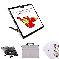 VKTEKLAB A3 LED Light Tracing Pad with Padded Case, Light Tablet for Tracing, Built-in Stand, 6-Level Brightness, Type-c Cable, Wireless Rechargeable Light Board for Tracing, Drawing, Diamond Paintin