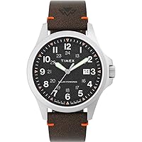 Timex Men's Expedition North Field Solar 41mm Watch - Brown Strap Black Dial Stainless Steel Case