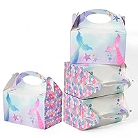 Mermaid Party Treat Boxes 12 Pcs, Gift Bags Snack Goodies Gable Box for Girls Under the Sea Birthday Party Supplies