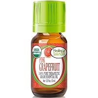 Healing Solutions Oils Grapefruit Essential Oil Pink Grapefruit Essential Oil Organic for Diffuser, Skin, Hair, Aromatherapy, DIY - Zesty & Refreshing Scent - 100% Natural (0.33 Fl Oz)