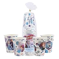Glad for Kids Disney Frozen 9oz Paper Cups | Anna and Elsa Paper Cups, Kids Snack Cups | Kid-Friendly Paper Cups for Everyday Use, 9oz Paper Cups 24 Ct