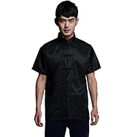 Men Chinese Short Sleeve Tang Suit Kung Fu Uniform Shirt 2 Color