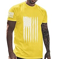 Men's 4th of July Shirt USA Flag Patriotic Shirts Crew Neck Short Sleeve T-Shirt Flag Graphic Summer Beach Tee Tops