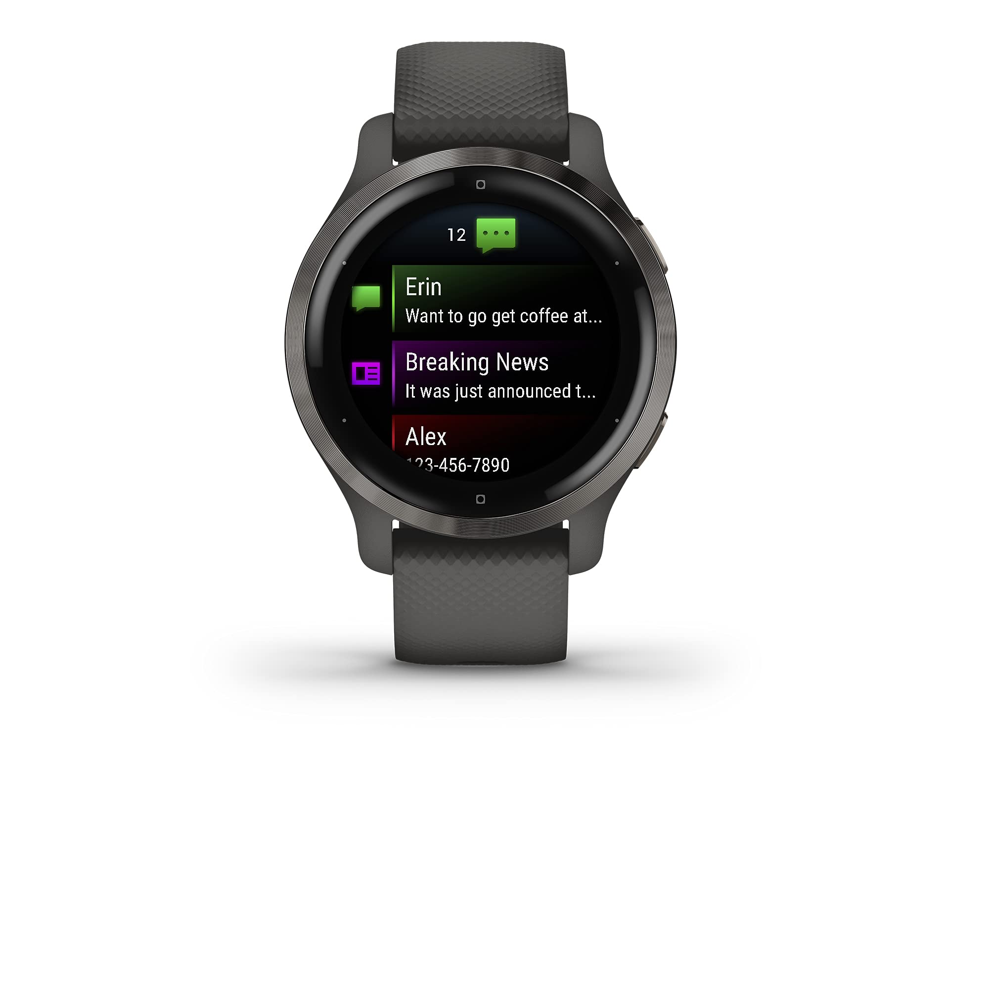 Garmin Venu 2S, Smaller-sized GPS Smartwatch with Advanced Health Monitoring and Fitness Features, Slate Bezel with Graphite Case and Silicone Band