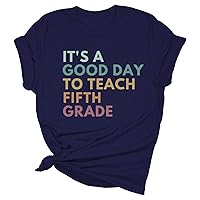 White Tank Tops Women Crop It's A Good Day to Teach Fifth Grade T Shirt Funny Teacher Gift Shirt Womens Casual