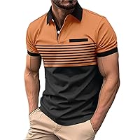 Mens T-Shirt with Pocket Casual Round Neck Solid Short Sleeve Cotton T-Shirt Soft Tees Breathable Cool Workout Shirt