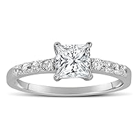 1 Carat Princess cut Diamond Engagement Ring in 10K White Gold