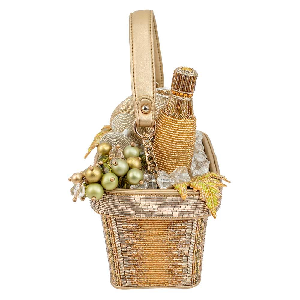 Mary Frances Chilled Beaded Wine Top Handle Handbag, Gold