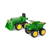Vehicle Set - Includes Dump Truck Toy and Tractor Toy with Loader - Kids Outdoor Toys - Kids Construction Toys and Sandbox Toys - 6 Inches - 2 Count - Ages 18 Months and Up