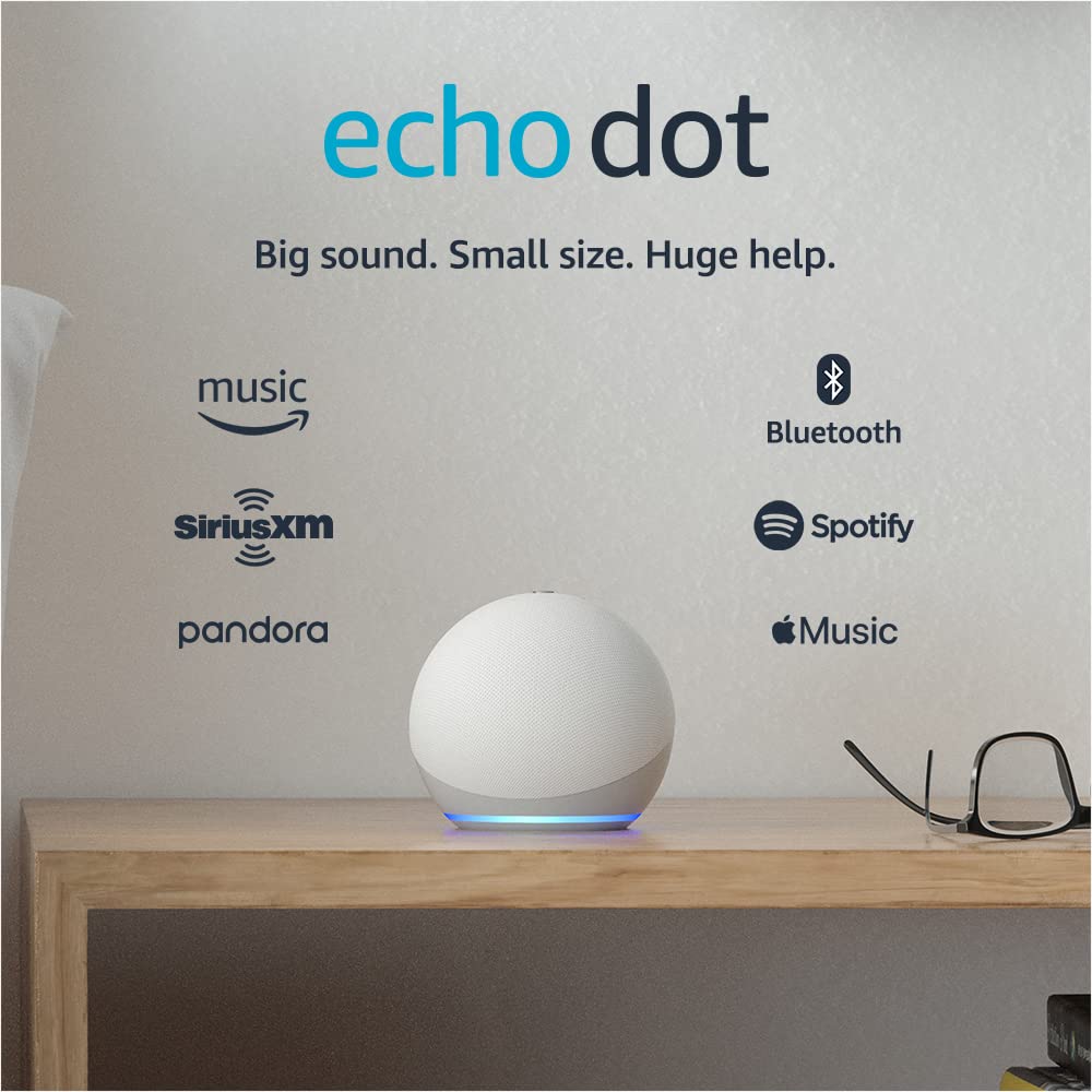 Echo Dot (4th Gen) | Smart speaker with Alexa | Glacier White