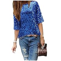 Off Shoulder Glistening Sequin Cocktail Club Party Glam Glitter Plus Size T-Shirt