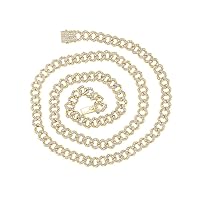 The Diamond Deal 10kt Yellow Gold Mens Round Diamond Miami Cuban Link Chain Necklace 10 Cttw