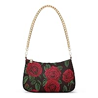 ALAZA Red Rose Flowers Shoulder Bag Purse for Women Floral Tote Handbag with Zipper Closure