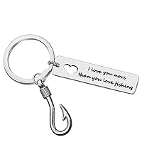 I Love You More Than You Love Fishing Keychain Gifts for Boyfriend Husband Fiance Fisherman Anniversary Keychain Gifts Christmas Birthday Gifts Valentines Day Gifts for Him
