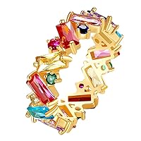 Ai.Moichien Colorful Topaz Band Rings 18K Gold Plated Fashion Elegant Jewelry Engagement Promise Wedding High Polish Accessories