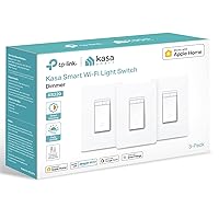 Kasa Apple HomeKit Smart Dimmer Switch KS220P3, Single Pole, Neutral Wire Required,2.4GHz Wi-Fi Light Works with Siri, Alexa and Google Home,UL Certified, No Hub Required,White, 3 Count (Pack of 1)