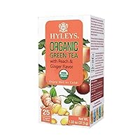 Hyleys Organic Green Tea Peach and Ginger Flavor - 25 Tea Bags