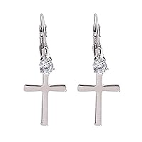 Cross Earrings For Women Girl Religious Jesus Stone Earrings Jewelry Crucifix