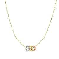 Finejewelers 14K Yellow Gold 3 Tri Color 7mm Circle Charms/Beads on an 18 Inch Yellow Gold Chain