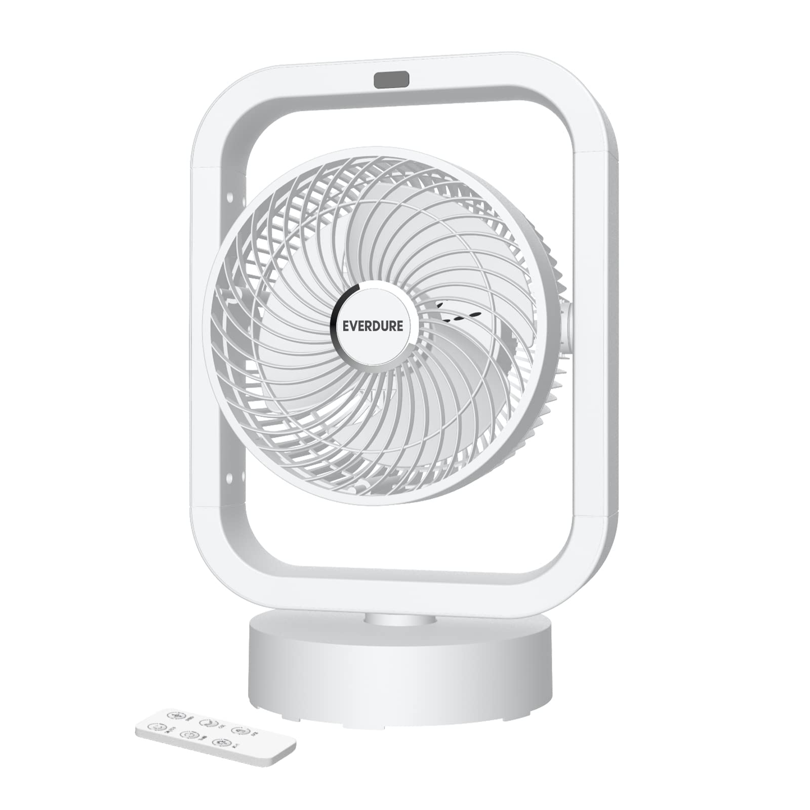 Everdure 10” Oscillating AC Floor, Desk or Table Fan, 4 Speed Settings, Targeted Airflow Control, Remote Control Included, Portable, Perfect for Bedroom, Living Room, Home Office, White