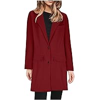 Womens Single Breasted Coat Mid-Length Peacoat Dressy Casual Blazer Jacket Lightweight Trendy Office Work Coats