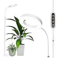 Grow Light, LED Floor Grow Lights for Indoor Plants, Full Spectrum Plant Growing Lamp for Large Plants, Auto ON/Off Timer, 6 Dimmable Levels, 3 Switch Mode, 63 inches Adjustable Height, White