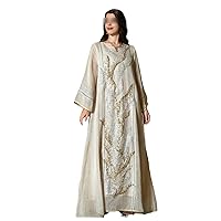 Eid Muslim Party Dresses for Women Evening Gowns Sequined Moroccan Abaya Islamic Arabic Abaya
