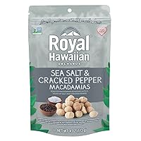 Royal Hawaiian Orchards Sea Salt & Cracked Pepper Macadamia Nuts, Gluten-Free, Vegan, Non-GMO, Kosher - 4 Oz (Pack of 1)