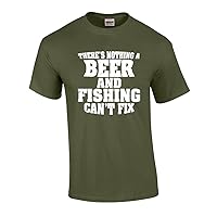 Funny Nothing Beer and Fishing Can't Fix Short Sleeve T-Shirt-Military-XXXL