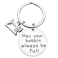 Sewing Keychain Gift for Sewing Lovers May Your Bobbin Always be Full Keyring Inspirational Gift for Seamstress Christmas Birthday Gift for Women Men Sewing Gifts for Designer Quilting Key Chain