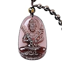 100% Natural ice Obsidian Natal Buddha guan yin bodhisattva Necklace Lucky Amulet Blessing Pendant Bead Chain