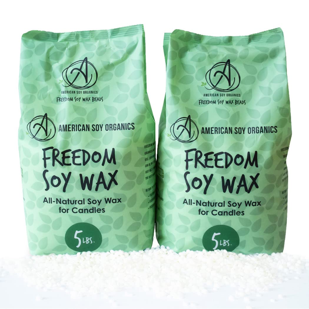 American Soy Organics- 10 lb of Freedom Soy Wax Beads for Candle Making – Microwavable Soy Wax Beads – Premium Soy Candle Making Supplies