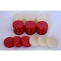 30 Small Acrylic Backgammon Checkers - Chips Red & Ivory 1 inch