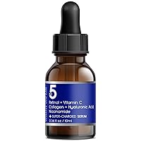 5 in 1 Potent Face Serum with Retinol, Vitamin C, Collagen, Hyaluronic Acid, Niacinamide | May Help Improve Appearance of Fine Lines and Reduce Appearance of Dark Spots Trial Size