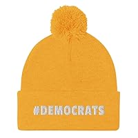 Hashtag Democrats Hat (Embroidered Pom-Pom Beanie) Vote Left 2020, Blue, Progressive