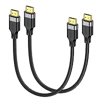 8K HDMI Cable 1 Feet 2-Pack, Short HDMI to HDMI Cable Ultra High Speed HDMI 2.1 Cord (Supports 8K@60Hz, 4K@120Hz, 2K, 1080P, eARC, HDR, 3D) Compatible for Laptop, PC, Monitor, HDTV, PS4/5 and More