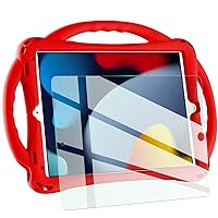 TopEsct Kids Case for iPad 10.2 inch - Shockproof Silicone Cover with Tempered Glass Screen Protector and Strap - Compatible with iPad 9th/8th/7th Gen (2021)