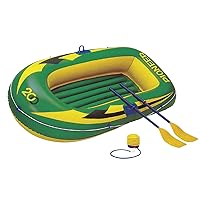 Igarashi 4970134250298 Two-Man Boat Set, 78.0 x 46.1 inches (198 x 117 cm), Oar, Includes Pump, 3 Chambers, GR/YE Large