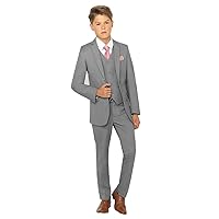 Kelaixiang Boys Grey Suits Set 3 Piece Slim Fit Dresswear Suit Pants Vest Jacket for Wedding