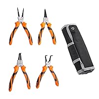 VEVOR 4 Pcs Snap Ring Pliers Set - Heavy Duty 7-inch Internal/External Circlip Pliers Kit (Tip Diameter 0.07'') with Straight/Bent Jaw for Ring Remover Retaining - Storage Pouch Included